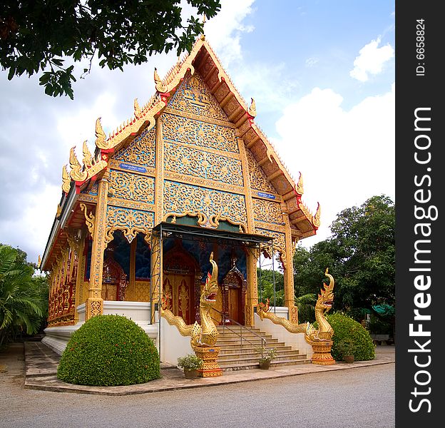 A temple made based on ancient Lanna architecture found in the northern part of Thailand. A temple made based on ancient Lanna architecture found in the northern part of Thailand.