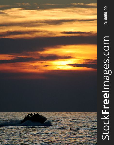 Speed Boat Sunset