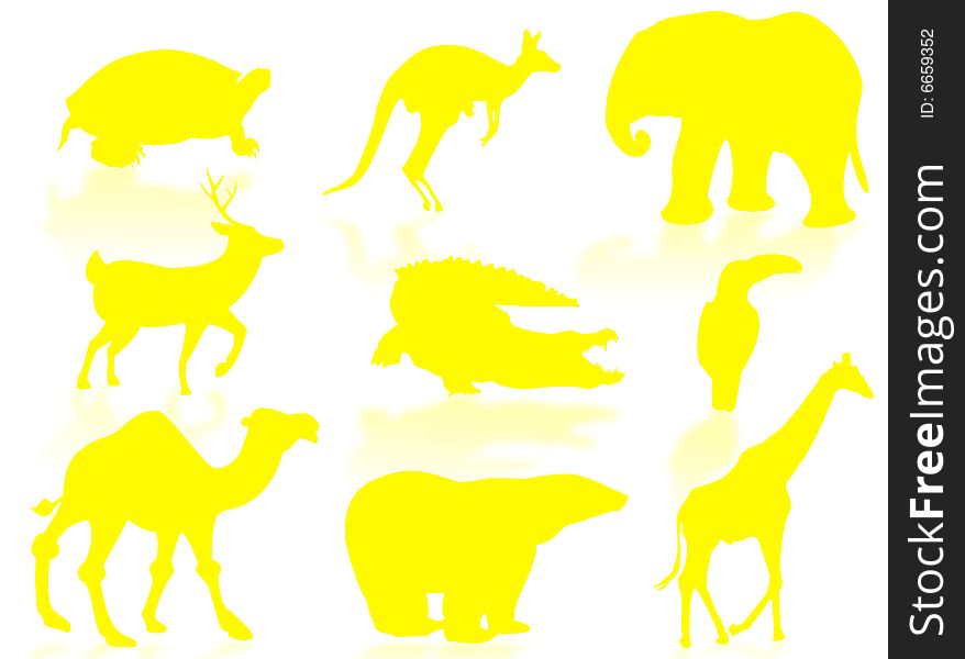 Wild animals silhouette to represent wildlife