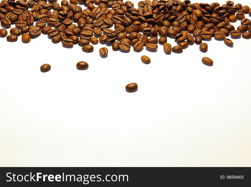 Coffee seeds isolated on a white background