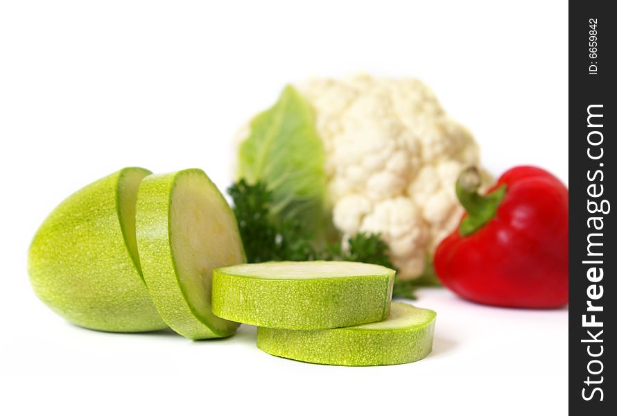 Fresh raw vegetables  isolated on white  background. Fresh raw vegetables  isolated on white  background