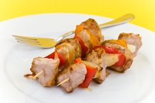 Two Skewer With Onion And Vegetables Royalty Free Stock Photo Two Skewer With Onion And Vegetables Royalty Free Stock Photo