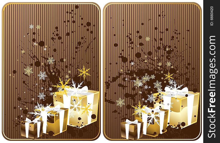 Winter theme background with gift boxes for your message. Winter theme background with gift boxes for your message