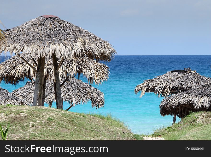 Tropical beach at caribbean sea in cuba