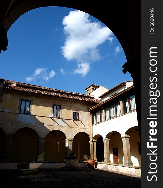 A suggestive shot of an ancient cloister in Florence countryside