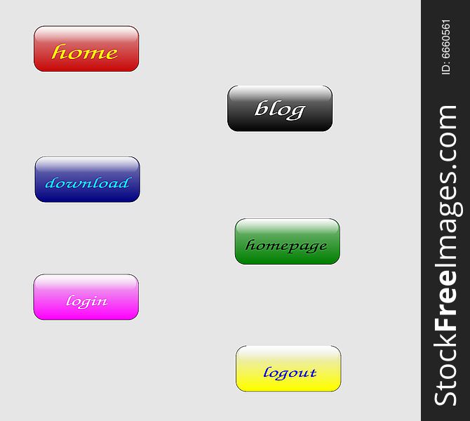 A set of buttons of different colors for the web. A set of buttons of different colors for the web
