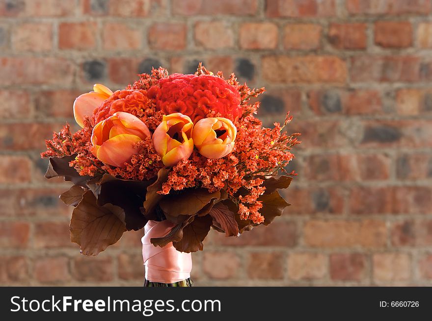 A colorful bridal bouquet