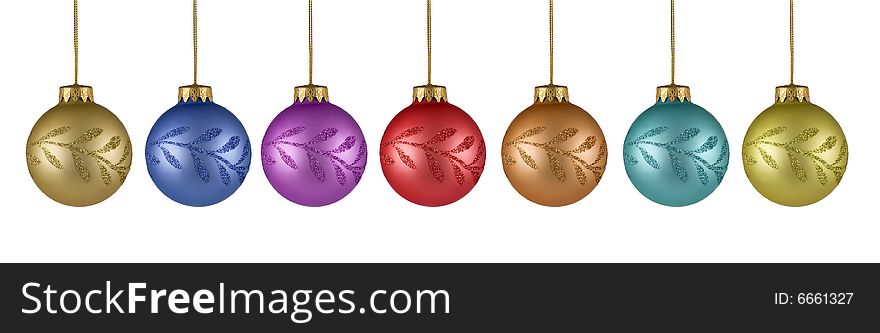 Colored christmas balls on white background