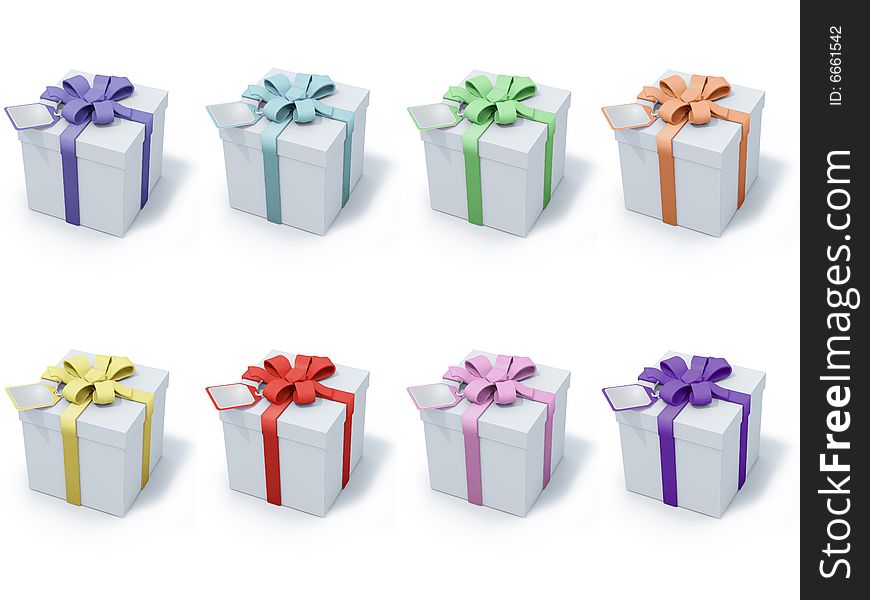 Four Present Boxes On White Background