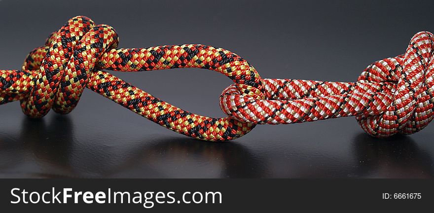 Two climbing rope knots detail