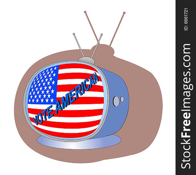 Retro style television with text vote American and shadow