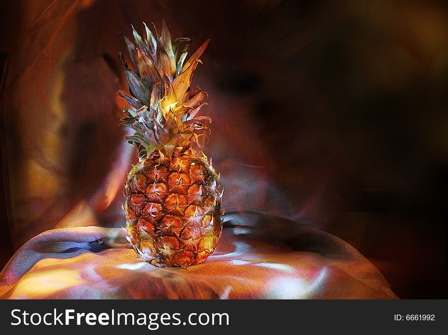 As though luminous in darkness pineapple from a canvas
