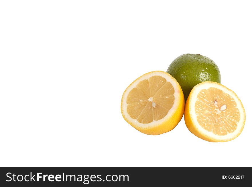 Lobule of lemons isolated on a white background. Lobule of lemons isolated on a white background.