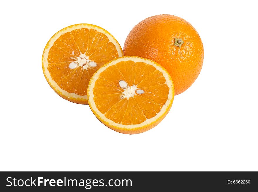 Lobules  of orange isolated on a white background. Lobules  of orange isolated on a white background.