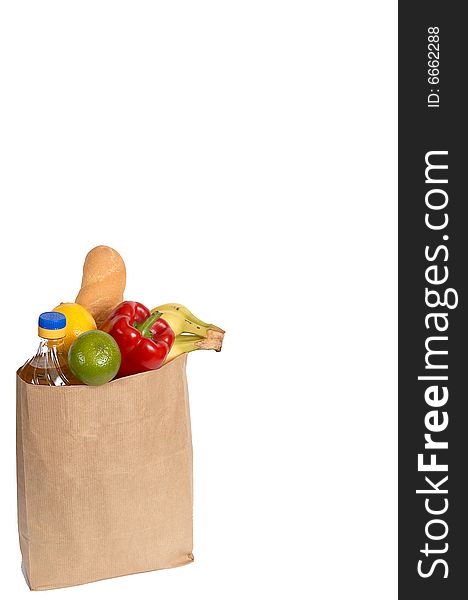 Vegetables,oil, bread and banana isolated on a white background. Vegetables,oil, bread and banana isolated on a white background.