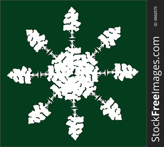 Snowflake made out of tree silhouettes, drawn in Illustrator. Snowflake made out of tree silhouettes, drawn in Illustrator.
