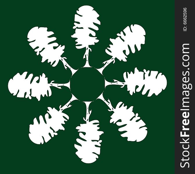 Snowflake made out of tree silhouettes, drawn in Illustrator. Snowflake made out of tree silhouettes, drawn in Illustrator.