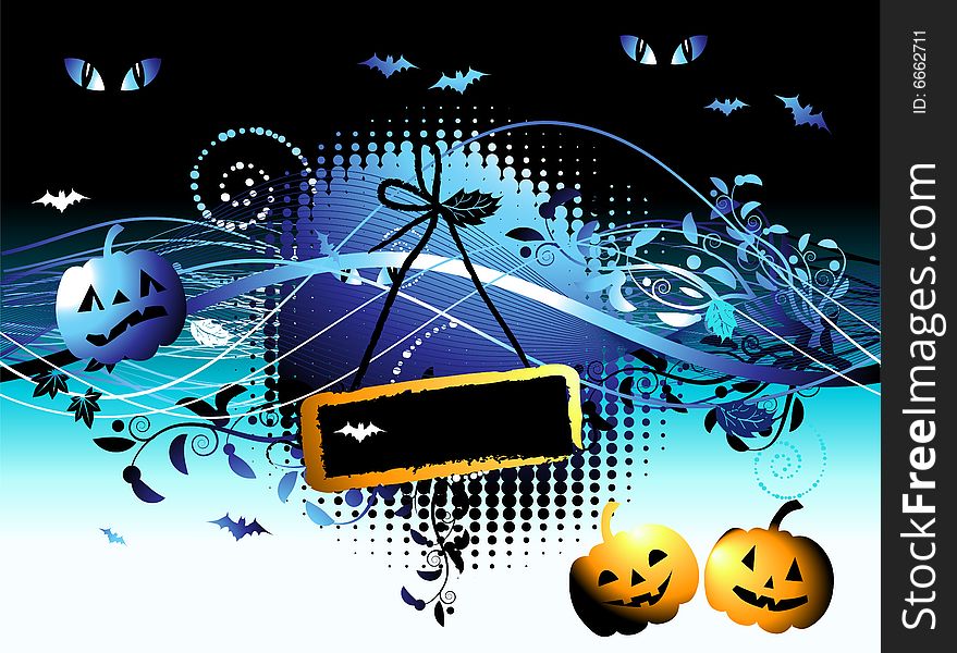 Halloween night background, vector illusration