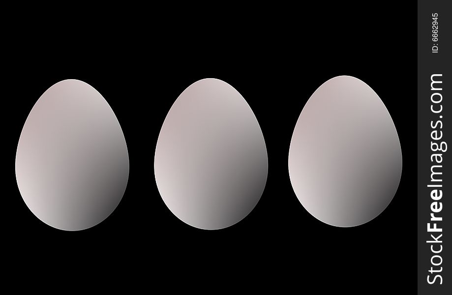 Three eggs in black background