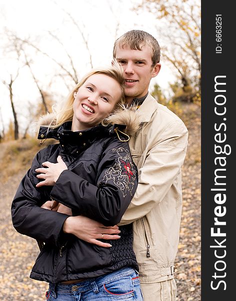 Happy young couple in the park. Happy young couple in the park