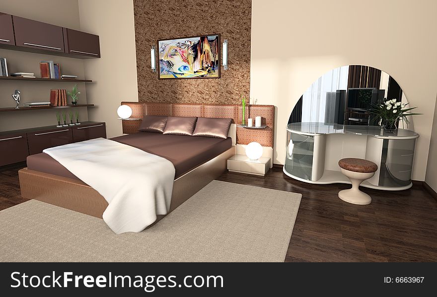 Modern interior of a bedroom