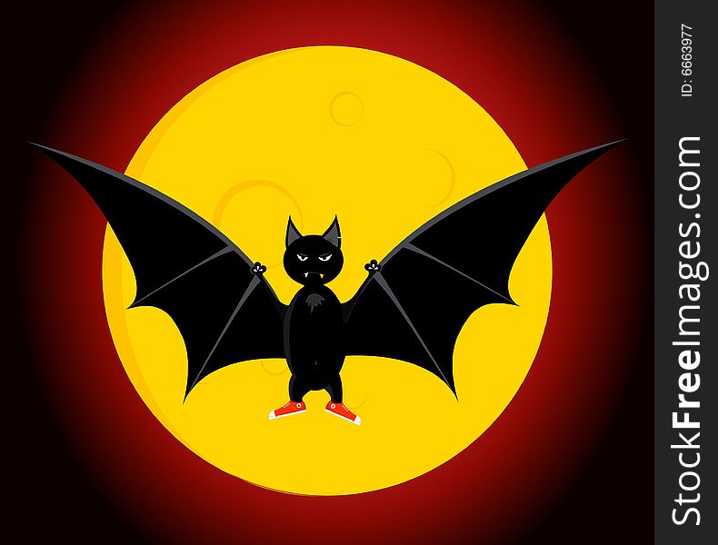 The bat-vampire against the moon.