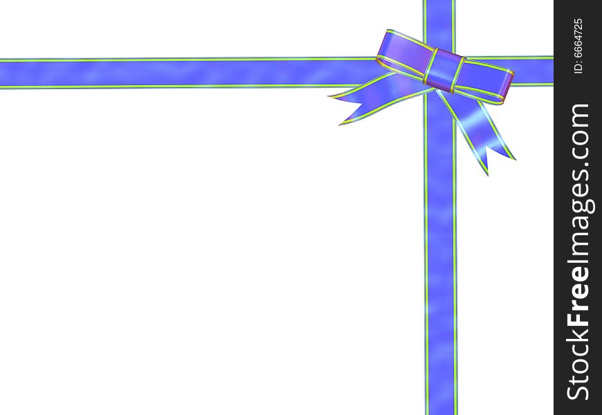 Blue ornamental bow over white