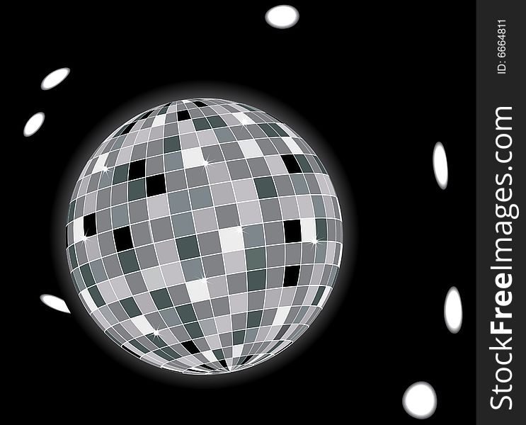 Mirror disco ball giving off a party vibe at a discotheque. Mirror disco ball giving off a party vibe at a discotheque