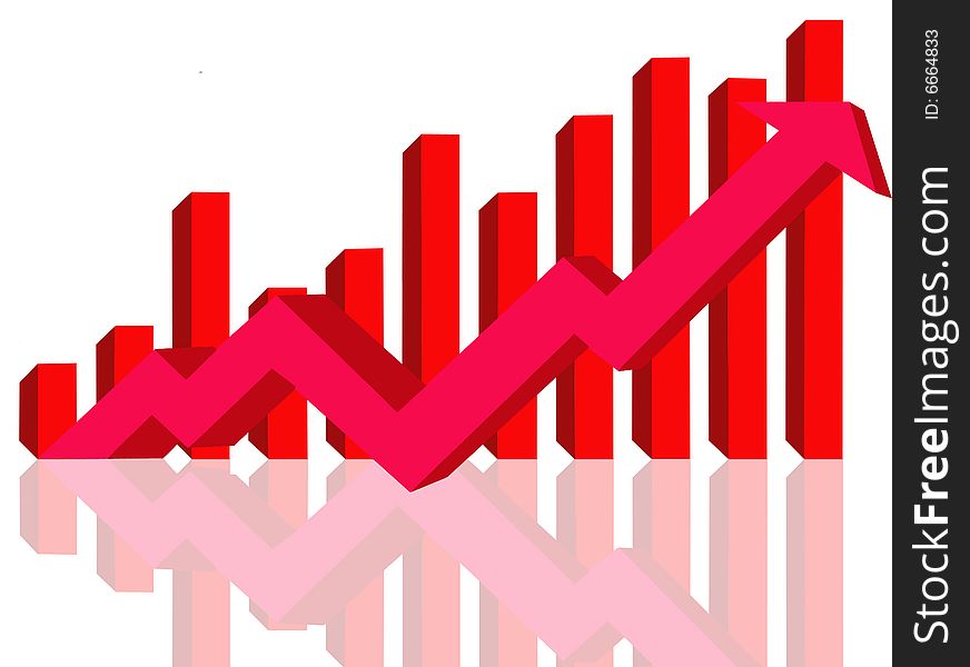 Financial Growth-red arrow depicting financial growth isolated on white. Financial Growth-red arrow depicting financial growth isolated on white