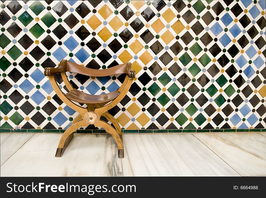 Empty seat in arabic palace of Alhambra. Empty seat in arabic palace of Alhambra