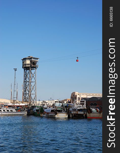 Funicular in Barcelona's harbor