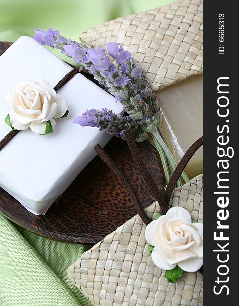 Soap Dish with gift soap and decorated box