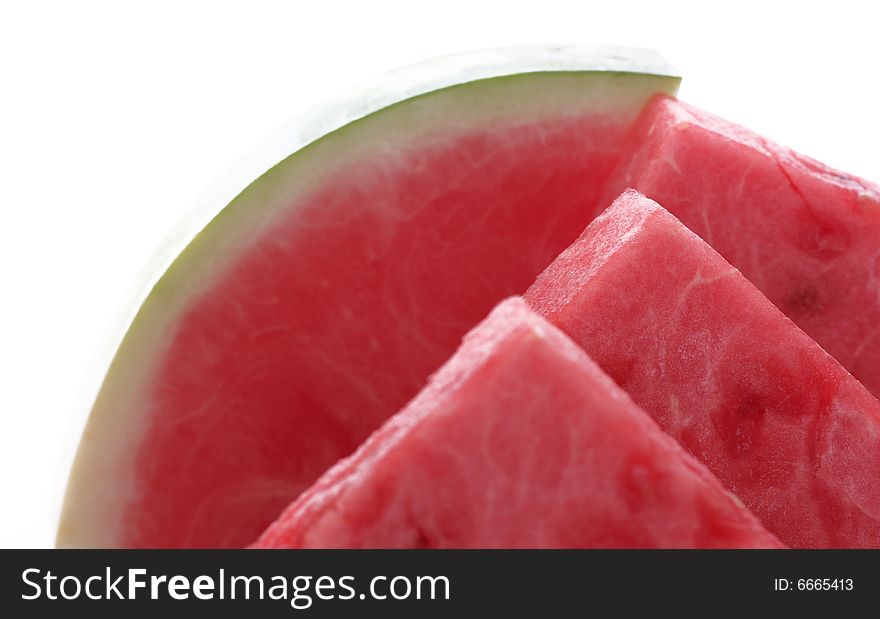 A fresh watermelon on a withe background.