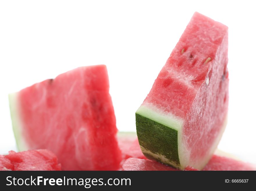 A fresh watermelon on a withe background.
