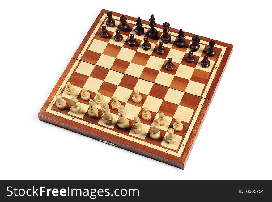 Chessboard on a white, clipping path included