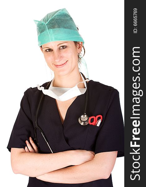 Young female healthcare professional with stethoscope