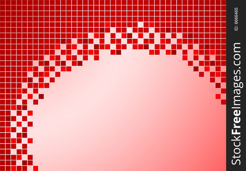 Red background with pixels, vector
