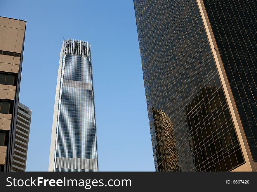 Modern skyscrapers at wide angle in beijing china