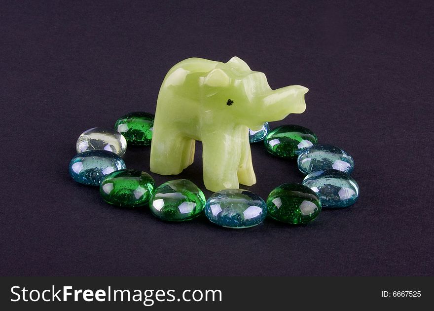 Glass Stones And Onyx Elephant