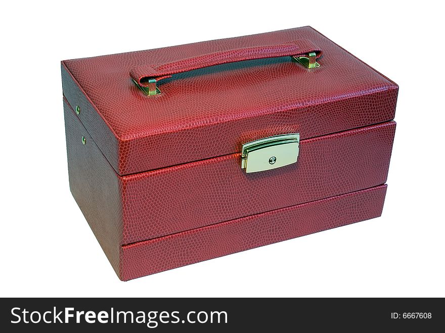 Big Red Box For Cosmetics Or Trinkets Isolated