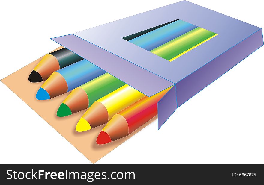 A set of colored pencils to draw. A set of colored pencils to draw