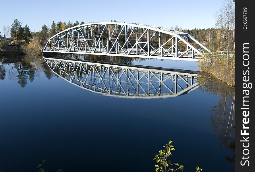 Bridge in the scandinavian autmn. Bridge in the scandinavian autmn