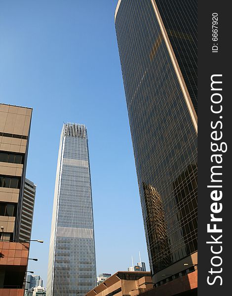Modern skyscrapers at wide angle