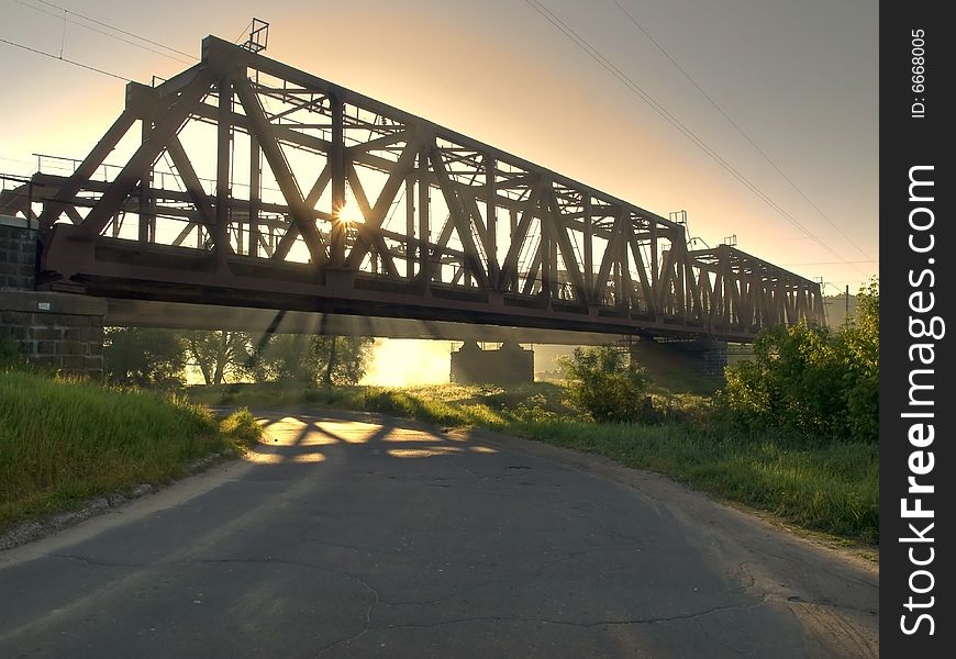 Kind on a bridge across the beautiful river of irpen '. Kind on a bridge across the beautiful river of irpen '