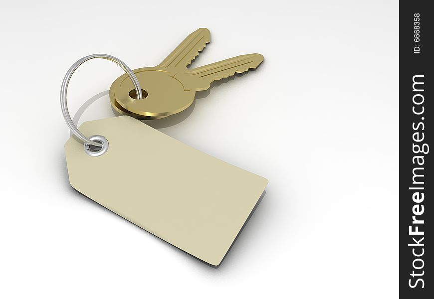 Extreme close-up of two golden keys - rendered in 3d