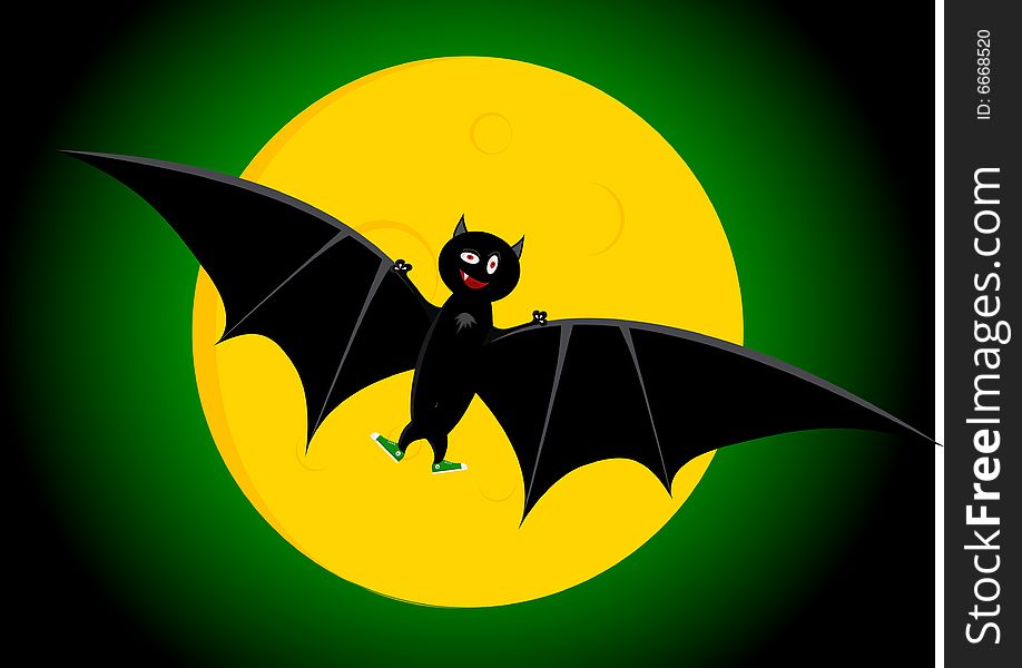 The bat-vampire against the moon.