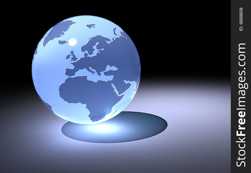 Conceptual blue Earth globe - rendered in 3d