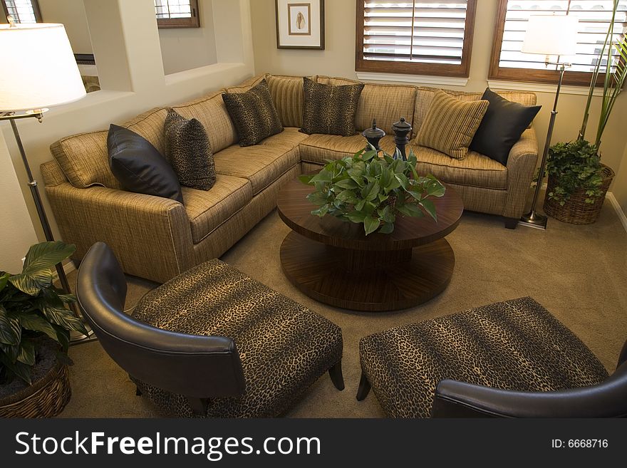 Luxury home living room with contemporary decor. Luxury home living room with contemporary decor.