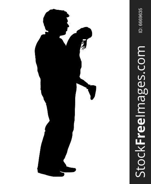 Silhouette of father holding child. Silhouette of father holding child