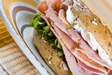 Bagel With Freshly Cut Honey Roasted Ham Royalty Free Stock Image Bagel With Freshly Cut Honey Roasted Ham Royalty Free Stock Image